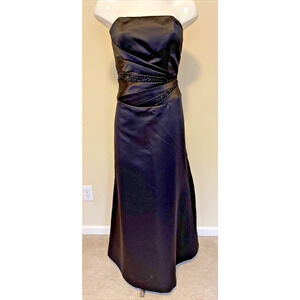 Couture Collection Black Satin Formal Dress Gown Embellished Sequins Sz 4